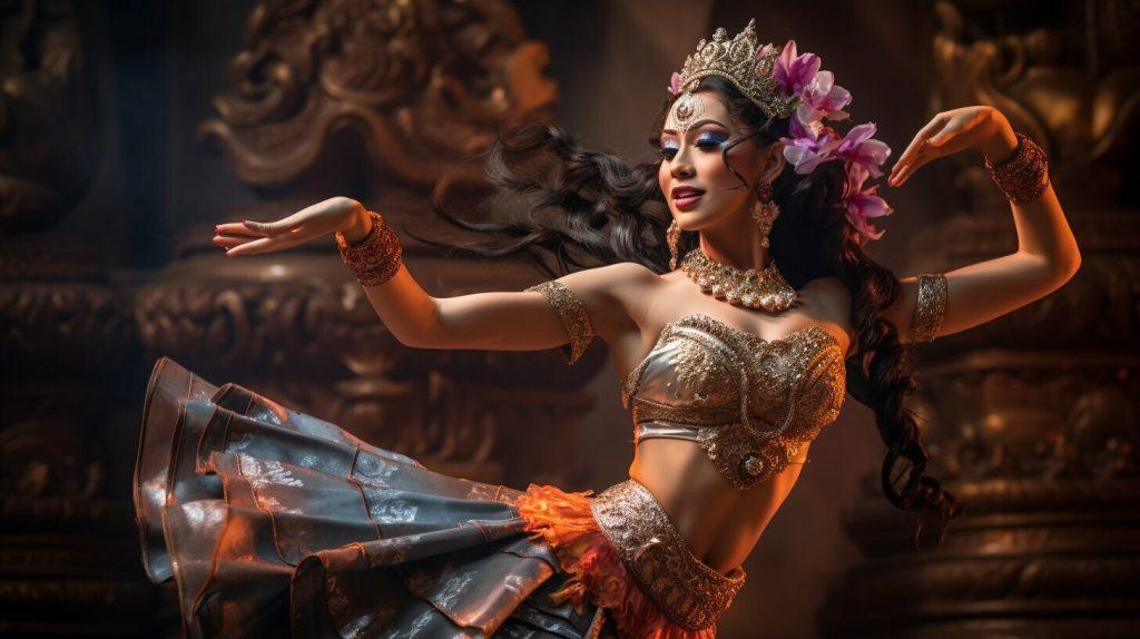 Apsara dance performers in traditional costumes